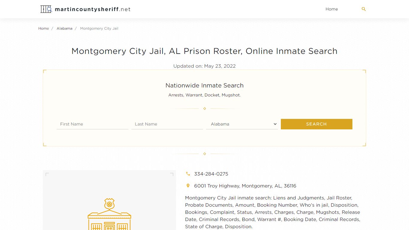 Montgomery City Jail, AL Prison Roster, Online Inmate Search